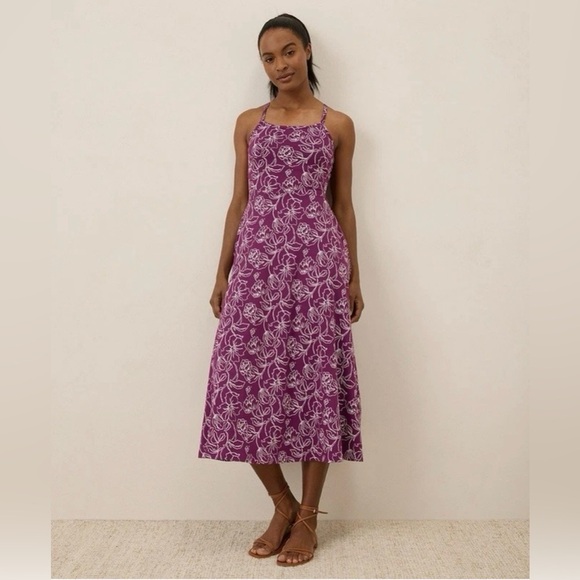 NWOT Pact Fit & Flare Midi Dress Looking Glass Floral Sangria  SZ XS - Picture 2 of 15